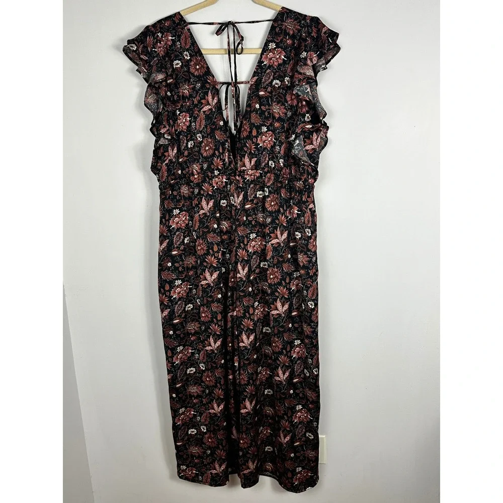 Madewell Dark Floral Wide Leg Jumpsuit Ruffle Womens Size 3X NEW Pampas Blooms - Picture 9 of 16